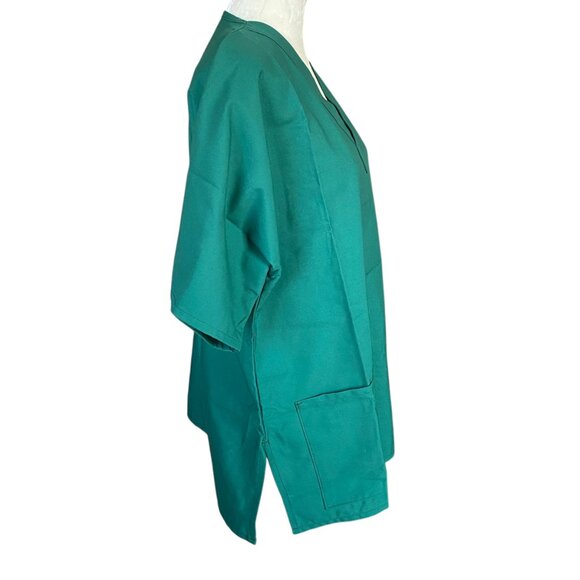 Bettie Dawn solid green short sleeve v-neck pullover scrub top with pockets M - Picture 4 of 7